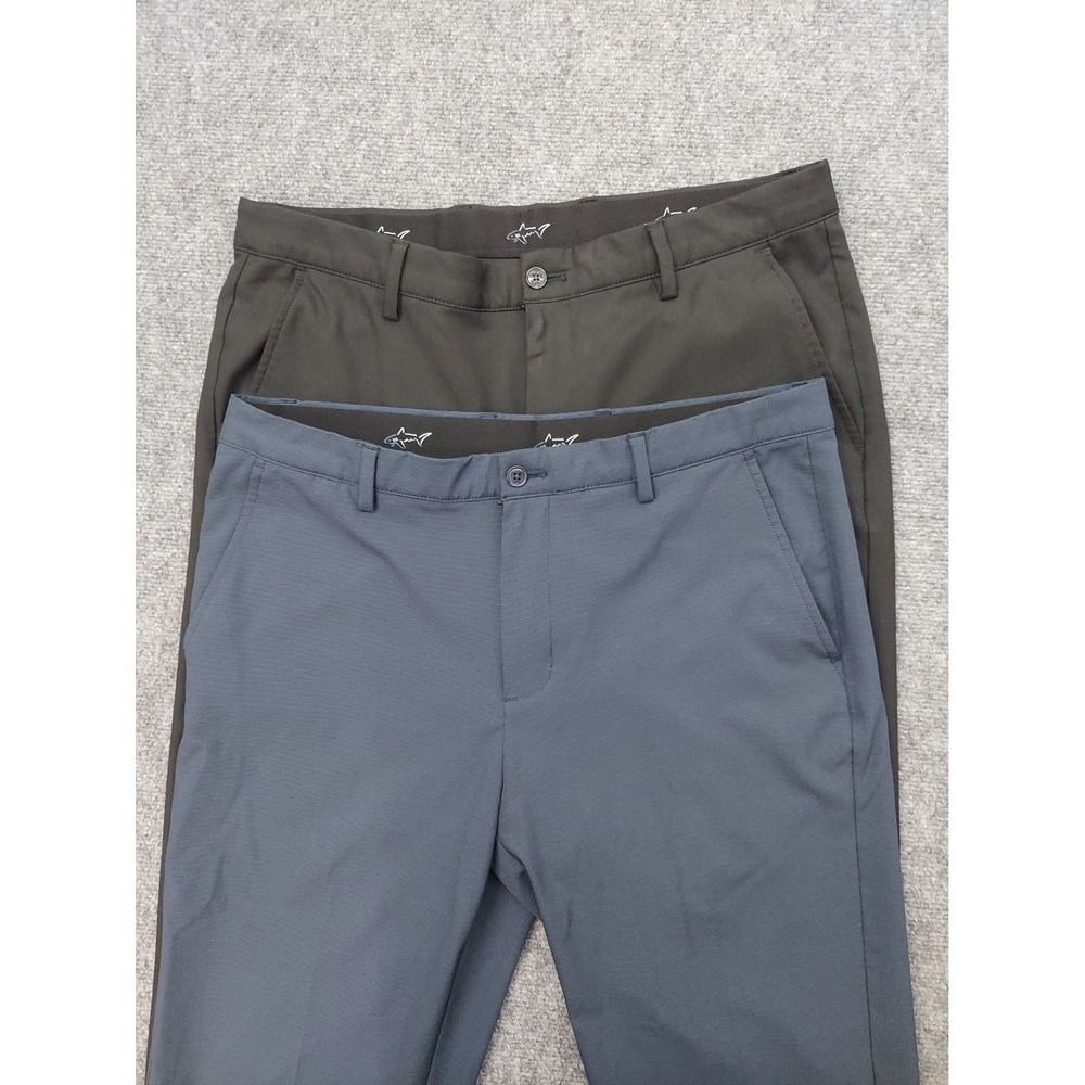 Lot 2 GREG NORMAN Pants Mens 34x30 Black Blue Flat Front Golf Performance Chino